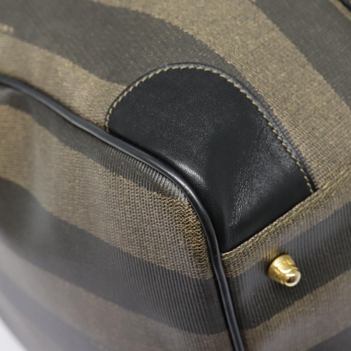 FENDI Pecan Canvas Boston Bag Brown Black gold 89050