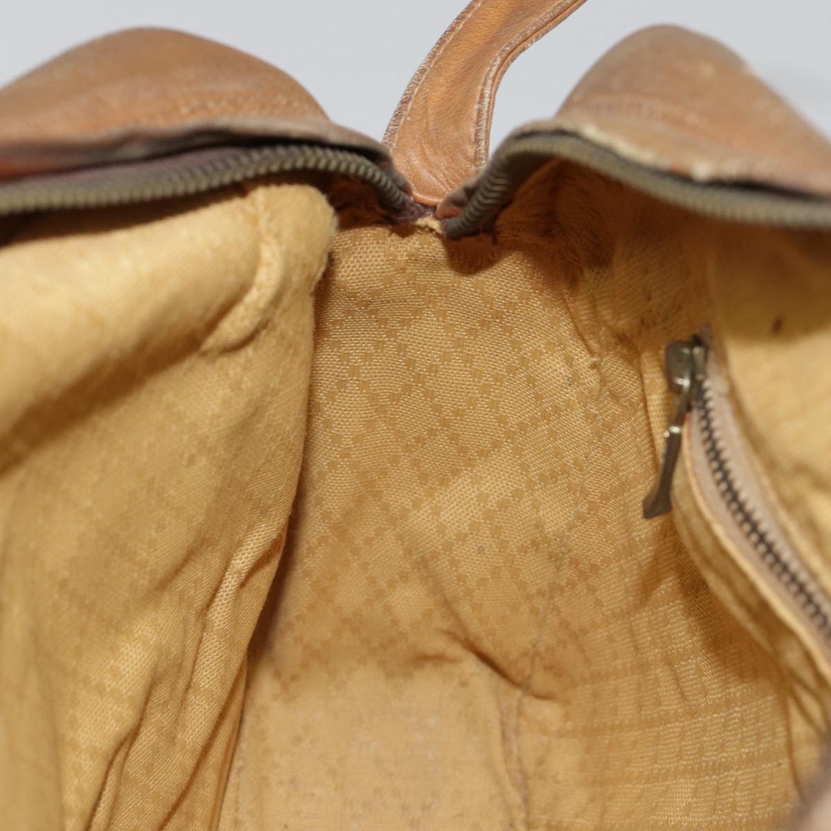GUCCI Shoulder Bag Leather Brown Gold 89053