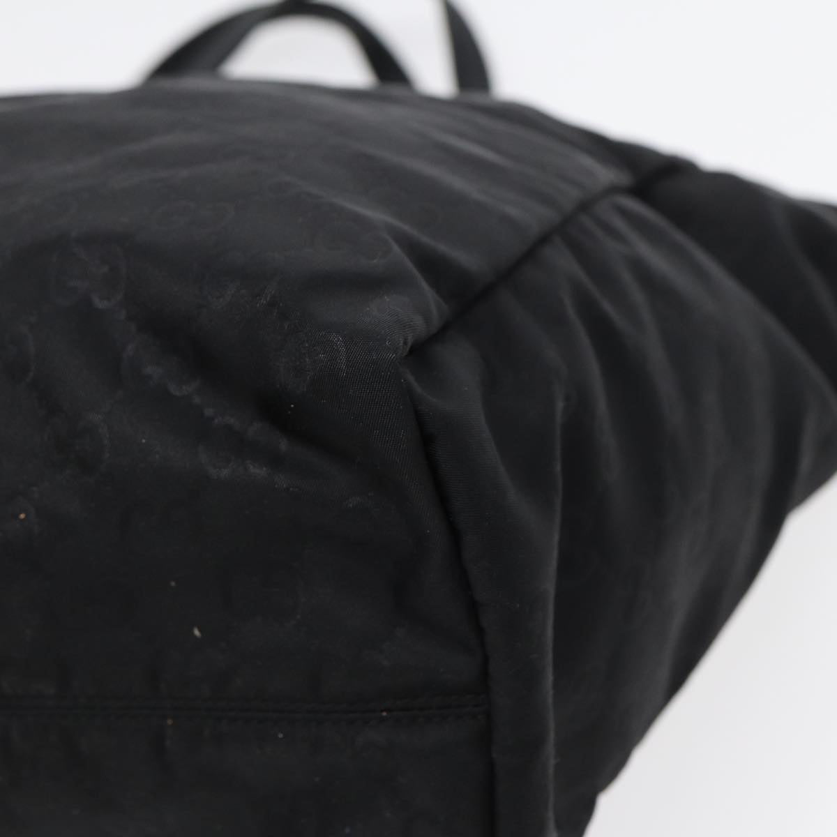GUCCI GG Canvas Tote Bag Nylon Black Gold 282439 89135