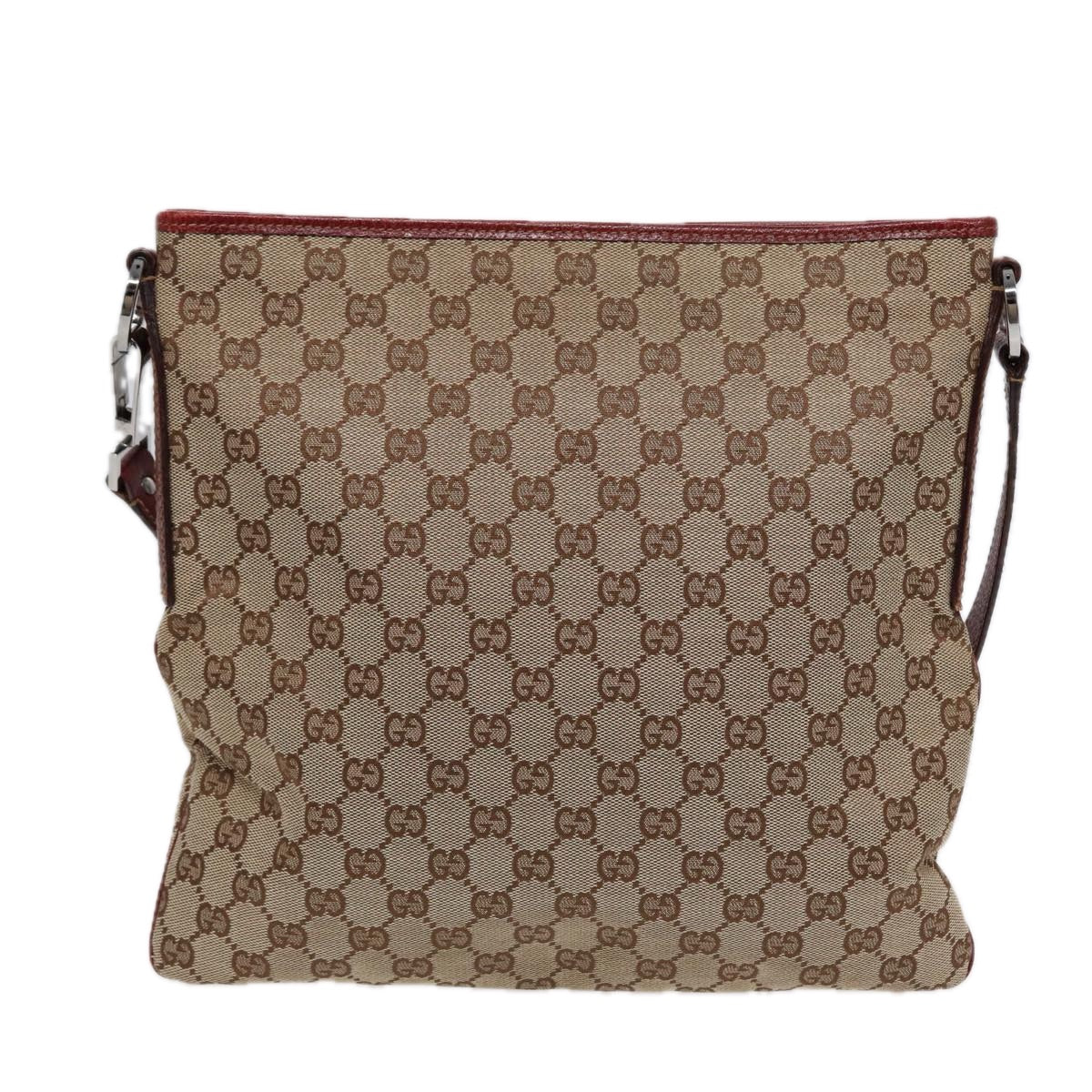 GUCCI GG Canvas Shoulder Bag Beige Silver 113013 89137