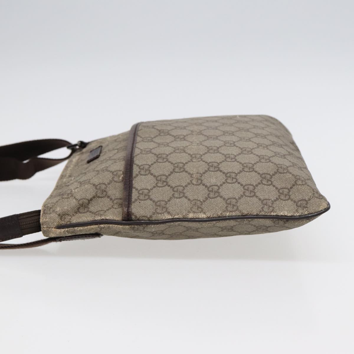 GUCCI GG Supreme Shoulder Bag PVC Leather Beige Silver 141626 89139