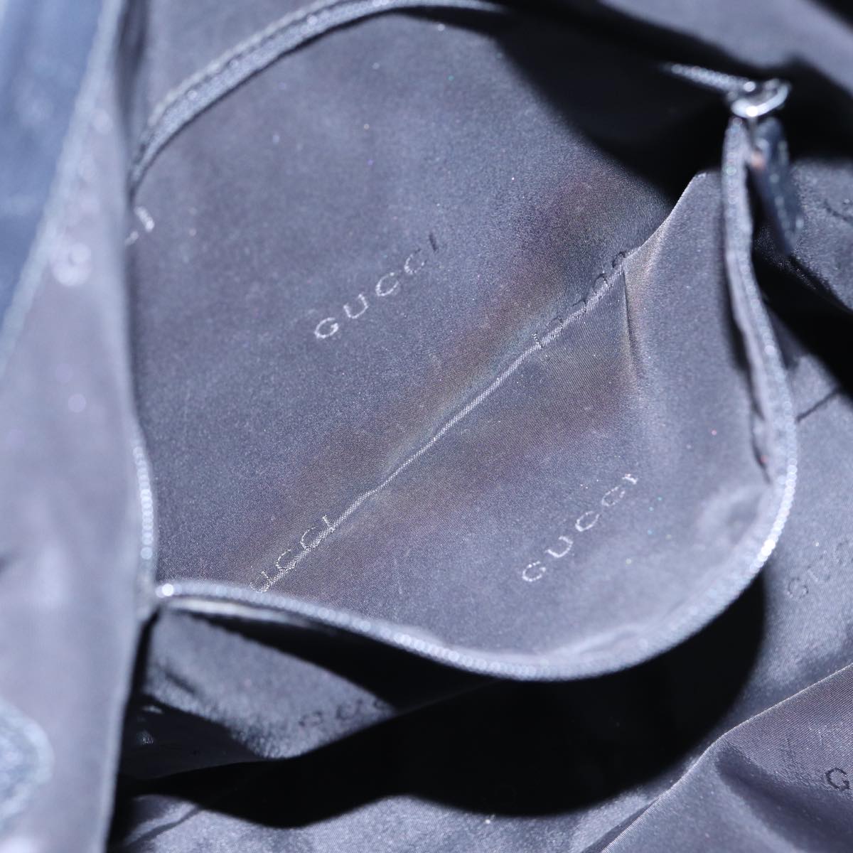 GUCCI Jackie Shoulder Bag Nylon Black Silver 001 3355 89141
