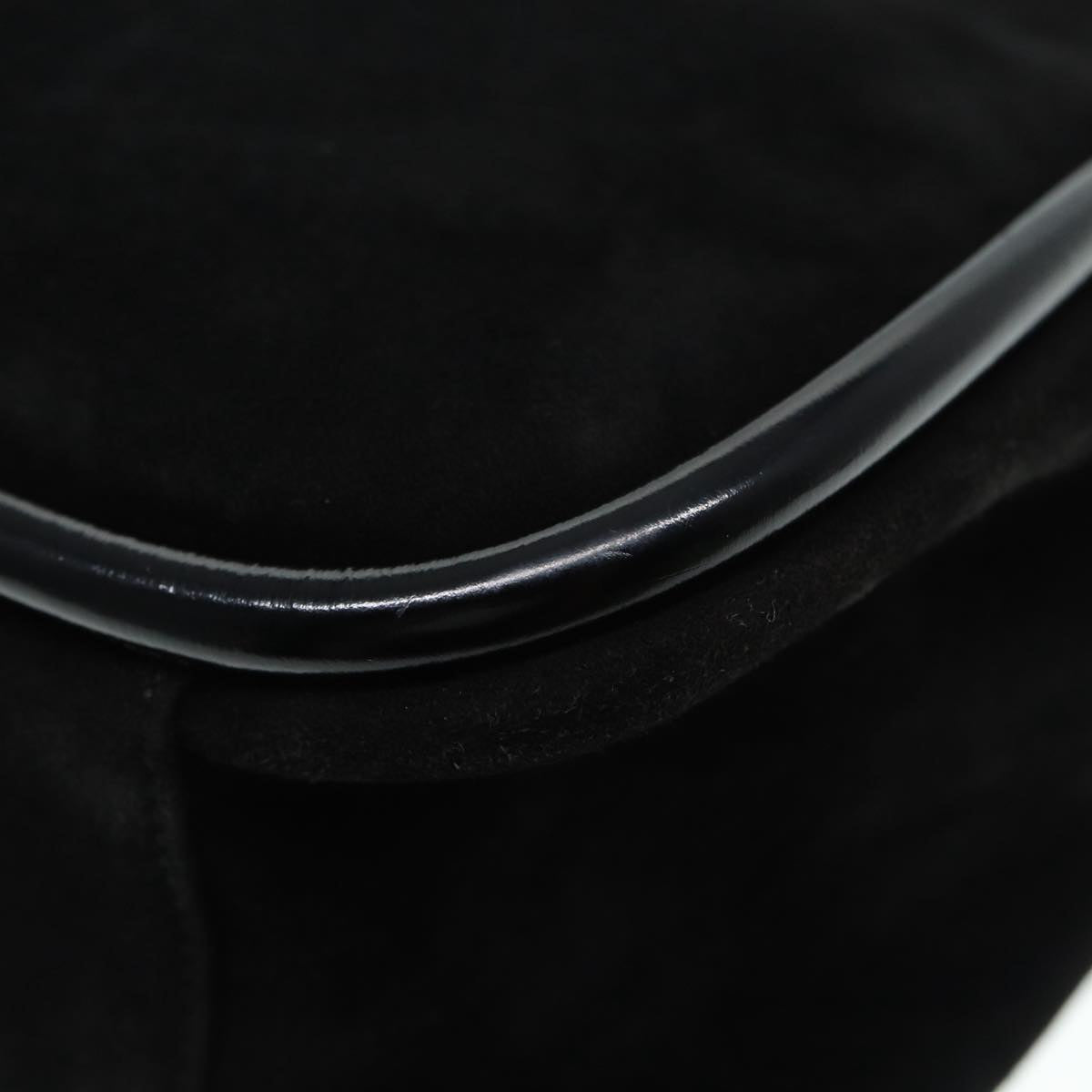 GUCCI Shoulder Bag Suede Black Gold 89142