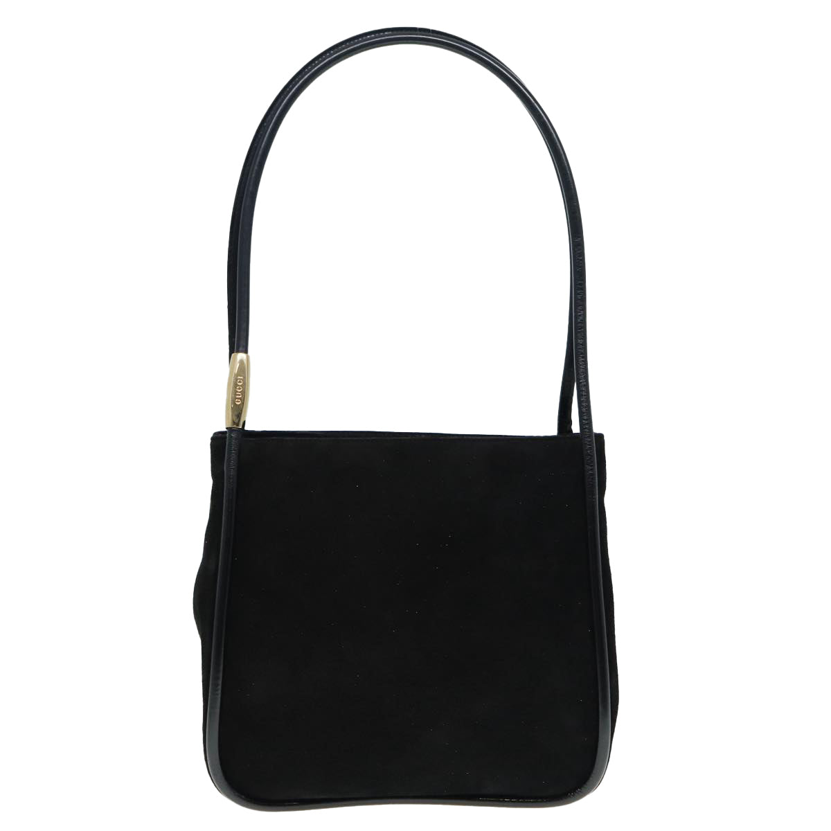 GUCCI Shoulder Bag Suede Black Gold 89142