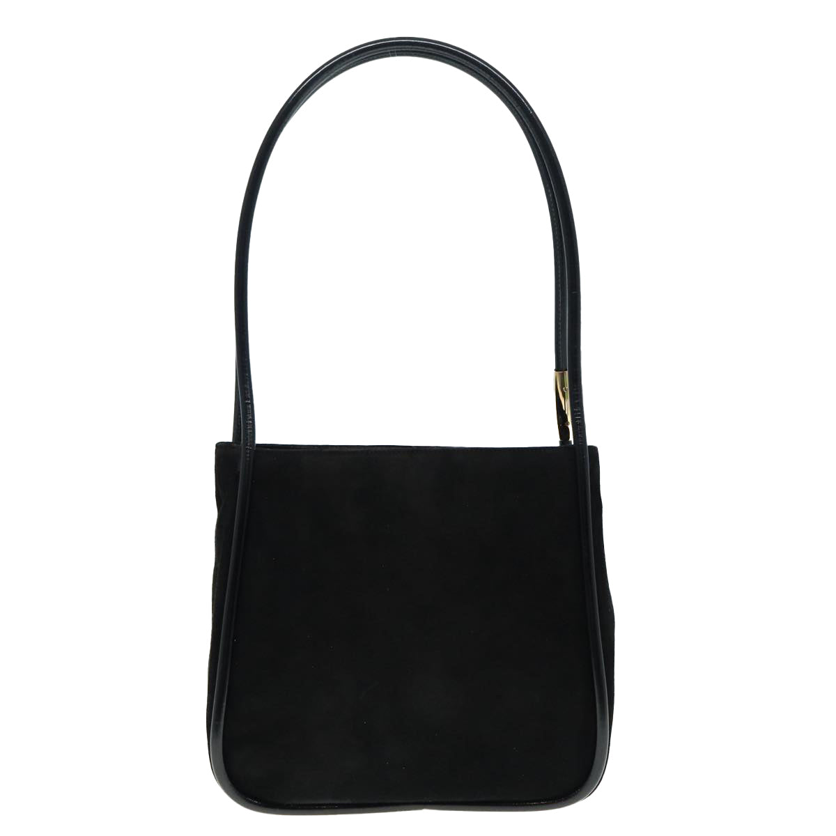 GUCCI Shoulder Bag Suede Black Gold 89142