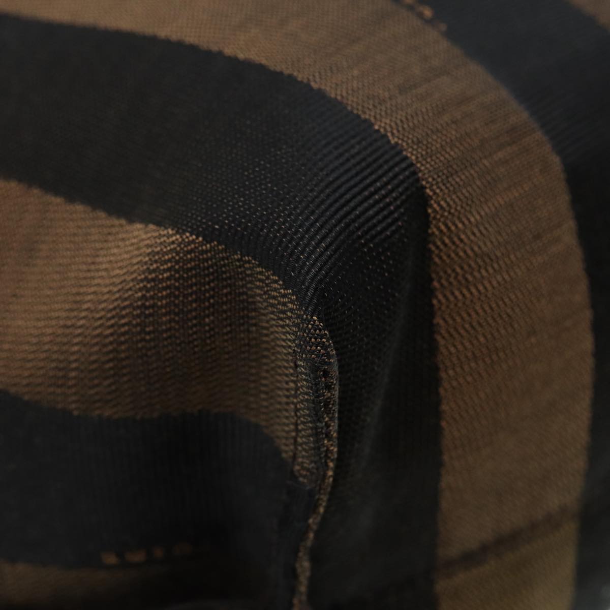 FENDI Pecan Canvas Tote Bag Brown Black gold 89144