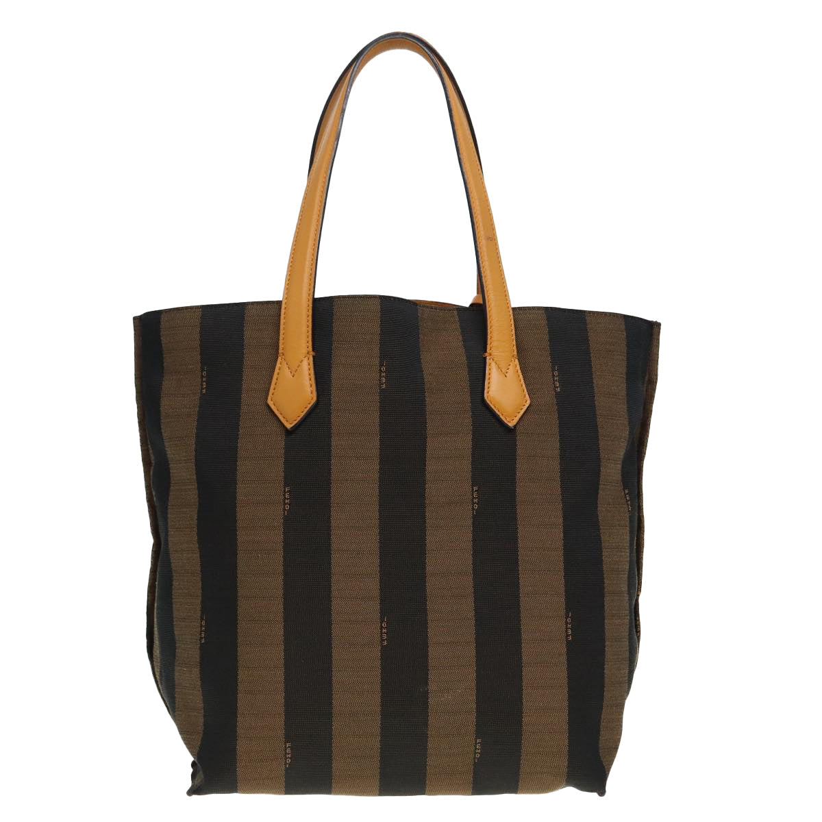 FENDI Pecan Canvas Tote Bag Brown Black gold 89144