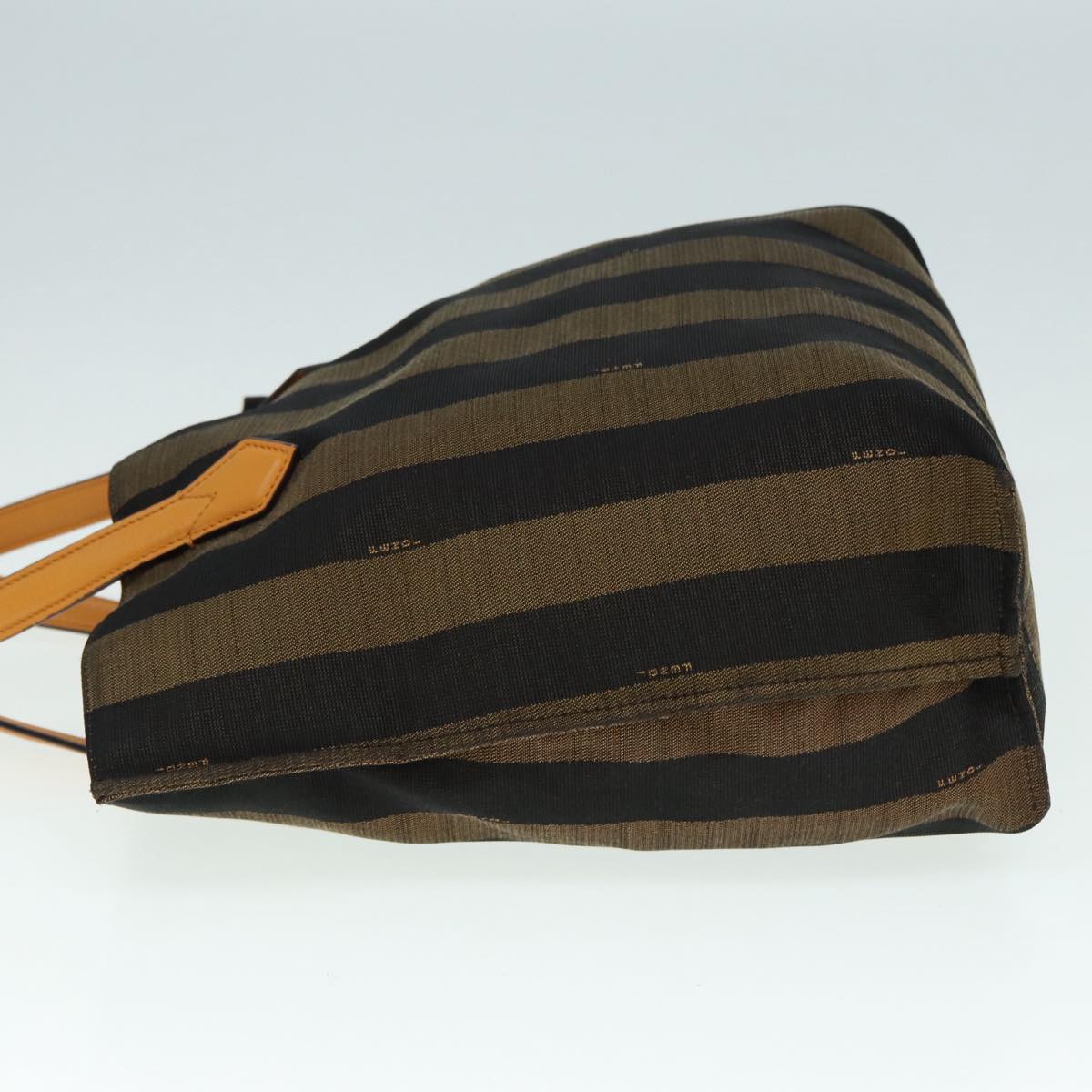 FENDI Pecan Canvas Tote Bag Brown Black gold 89144