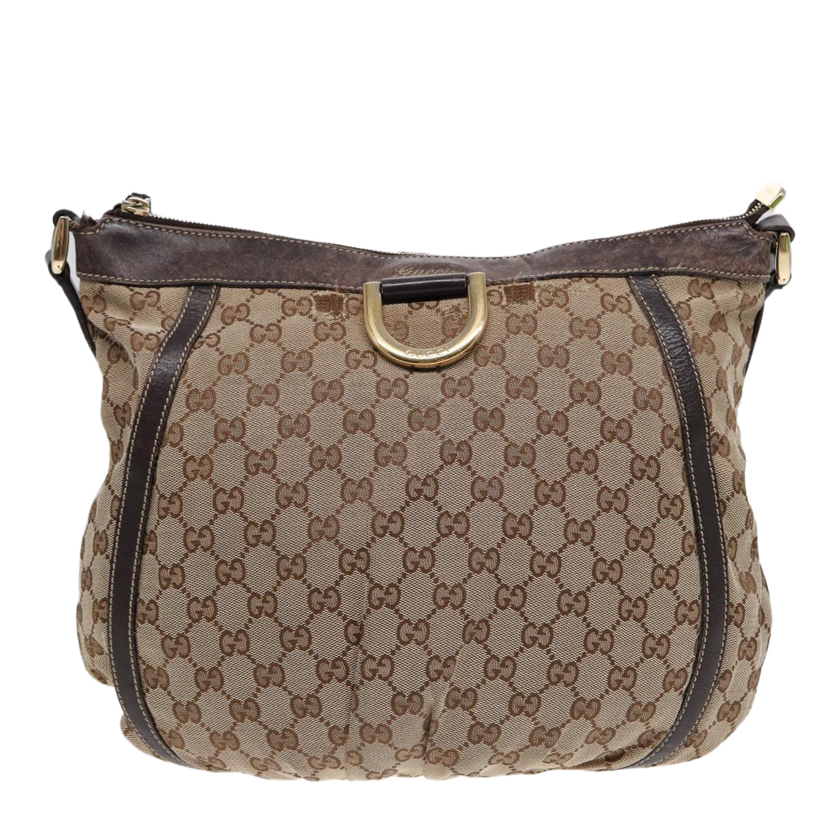 GUCCI GG Canvas Abbey Shoulder Bag Brown Gold 204940 89241