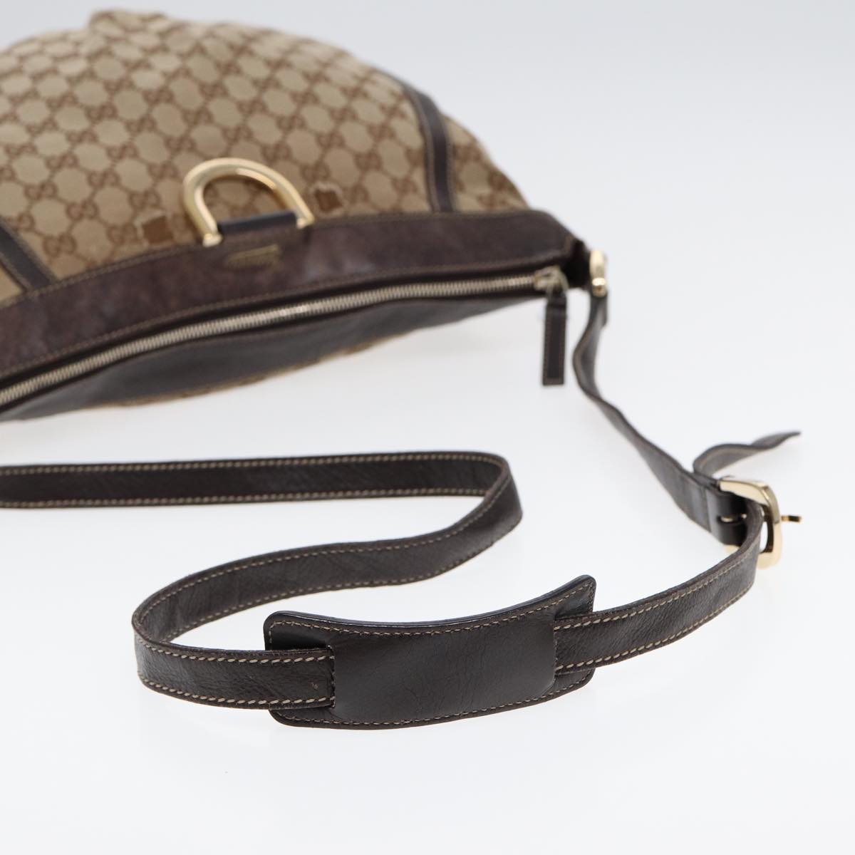 GUCCI GG Canvas Abbey Shoulder Bag Brown Gold 204940 89241