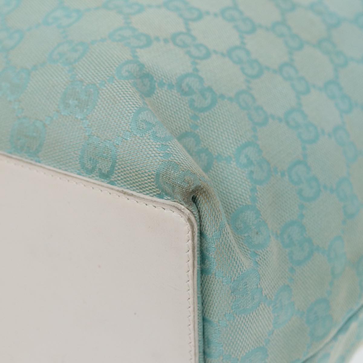 GUCCI GG Canvas Tote Bag Light Blue White Gold 002 1097 89242