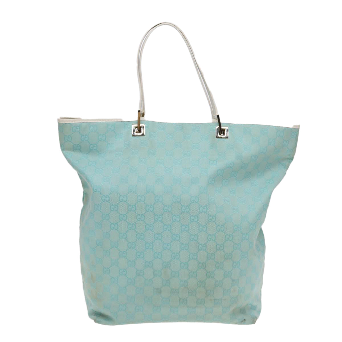 GUCCI GG Canvas Tote Bag Light Blue White Gold 002 1097 89242