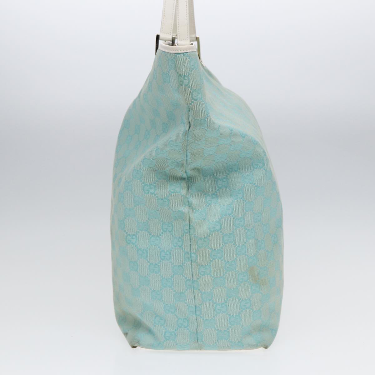 GUCCI GG Canvas Tote Bag Light Blue White Gold 002 1097 89242