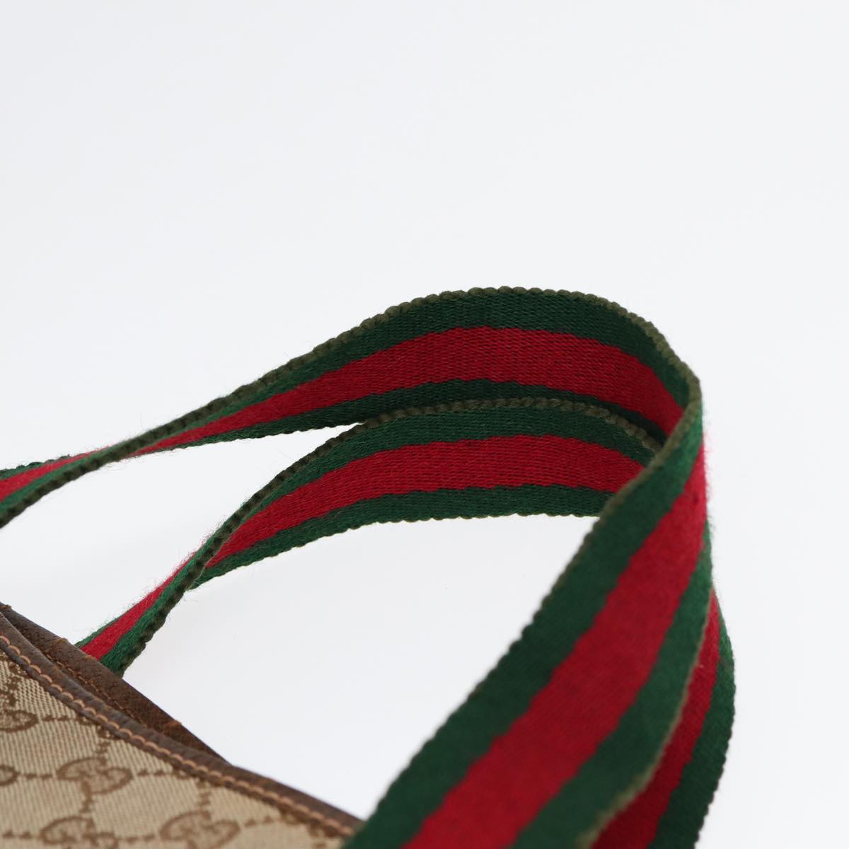 GUCCI GG Canvas Web Sherry Line Tote Bag Beige Green Red 89277