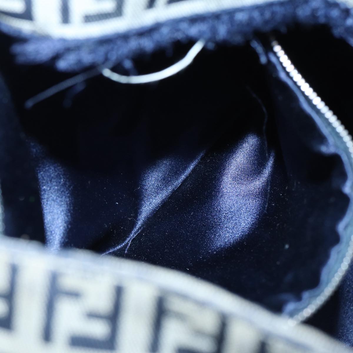 FENDI Zucchino Canvas Mamma bucket Hand Bag Navy 89278
