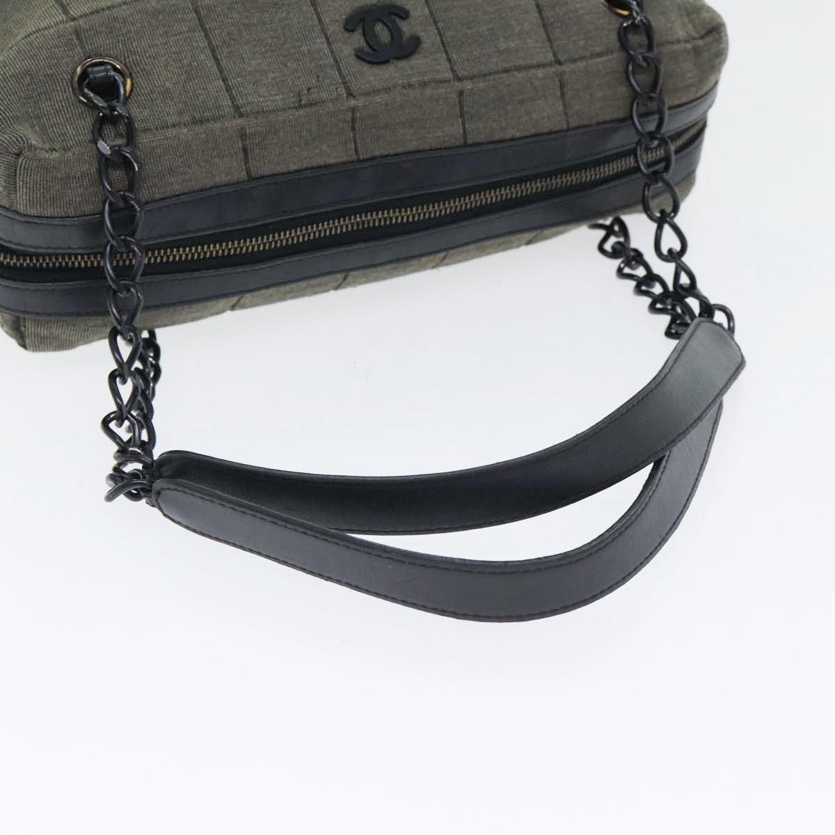 CHANEL Chain Shoulder Bag Canvas Gray CC 89307