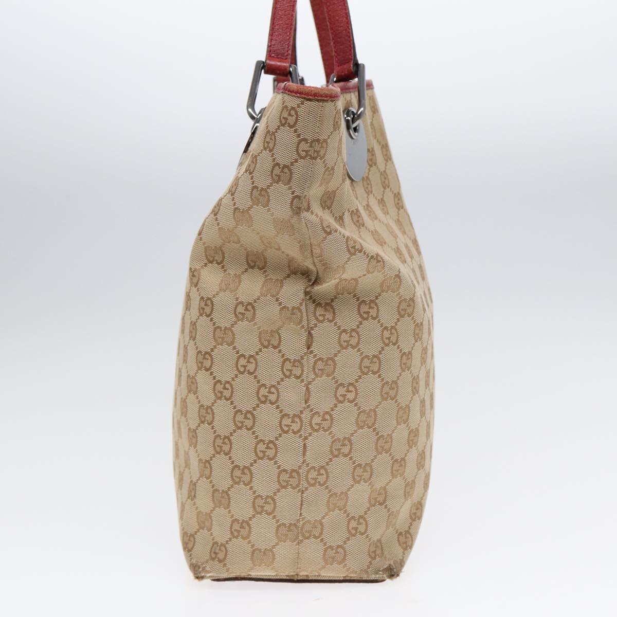 GUCCI GG Canvas Tote Bag Beige Silver 120836 89426