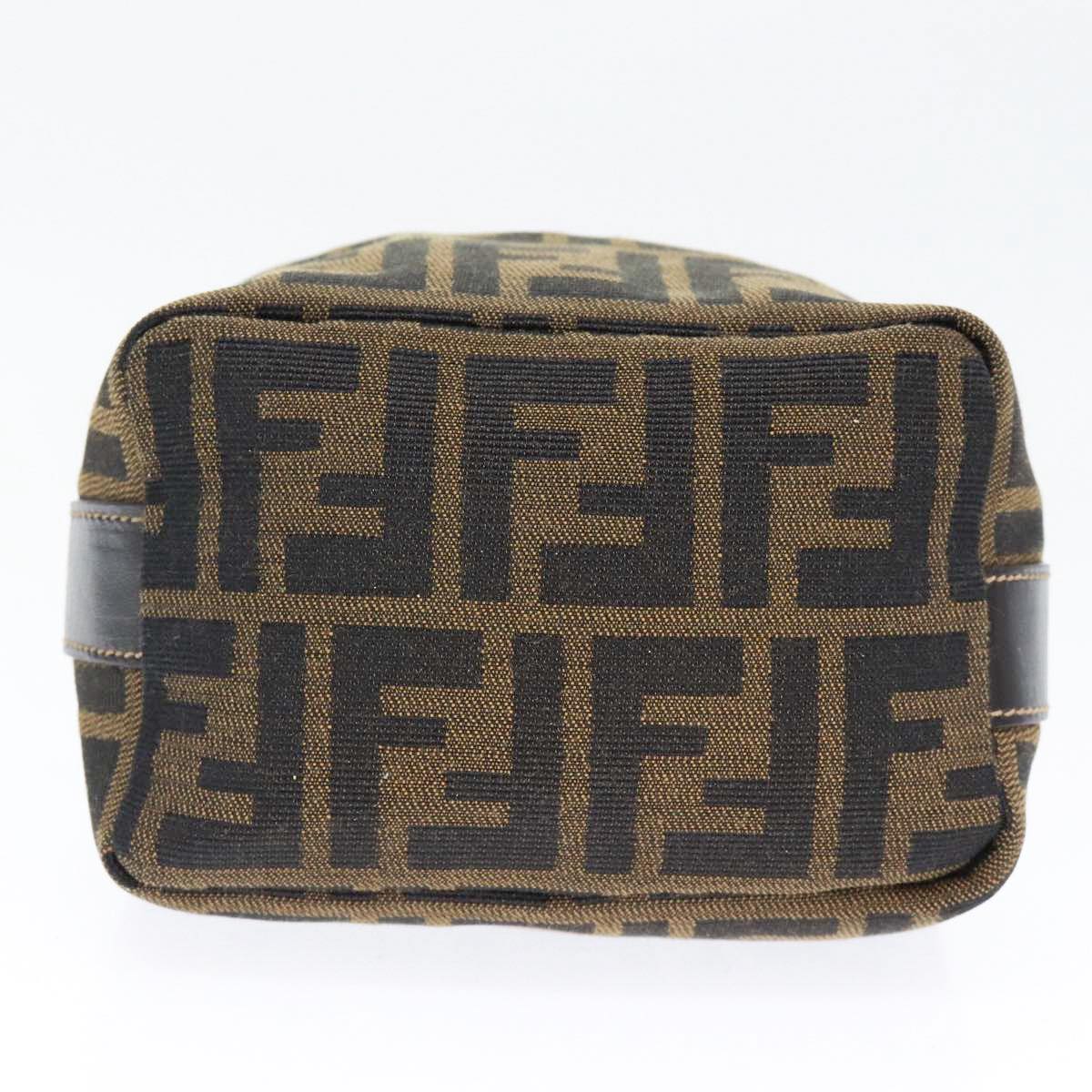 FENDI Zucca Canvas Vanity Hand Bag Brown Black gold 89433