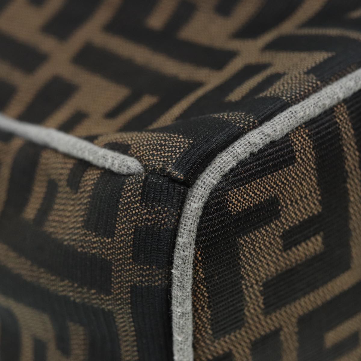 FENDI Zucca Canvas Vanity Hand Bag Brown Black gold 89547