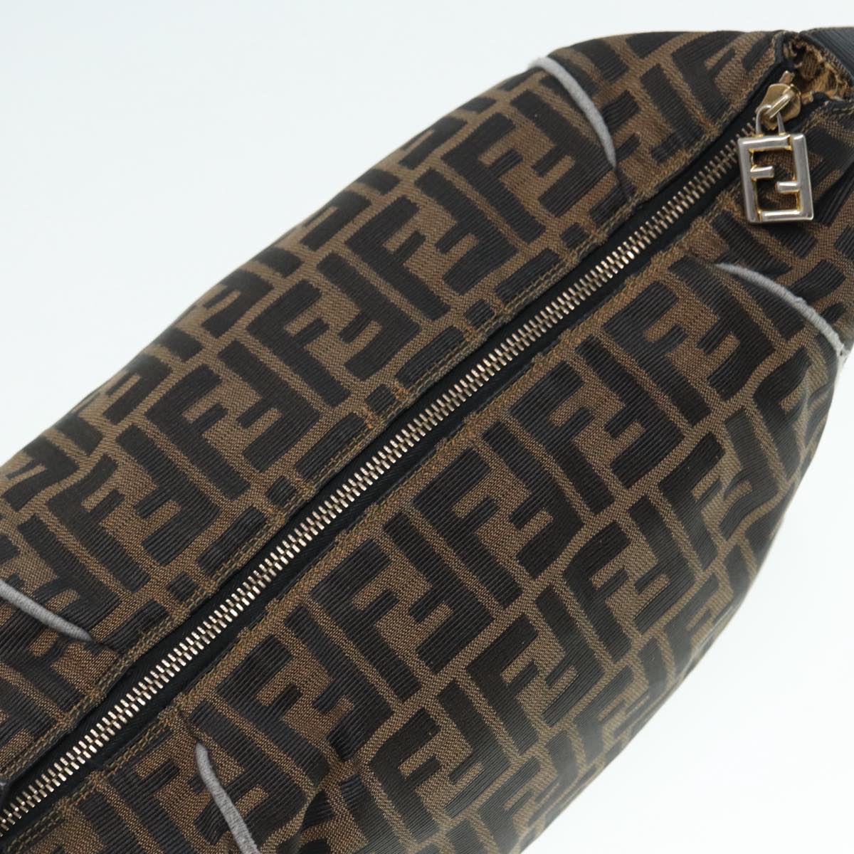 FENDI Zucca Canvas Vanity Hand Bag Brown Black gold 89547