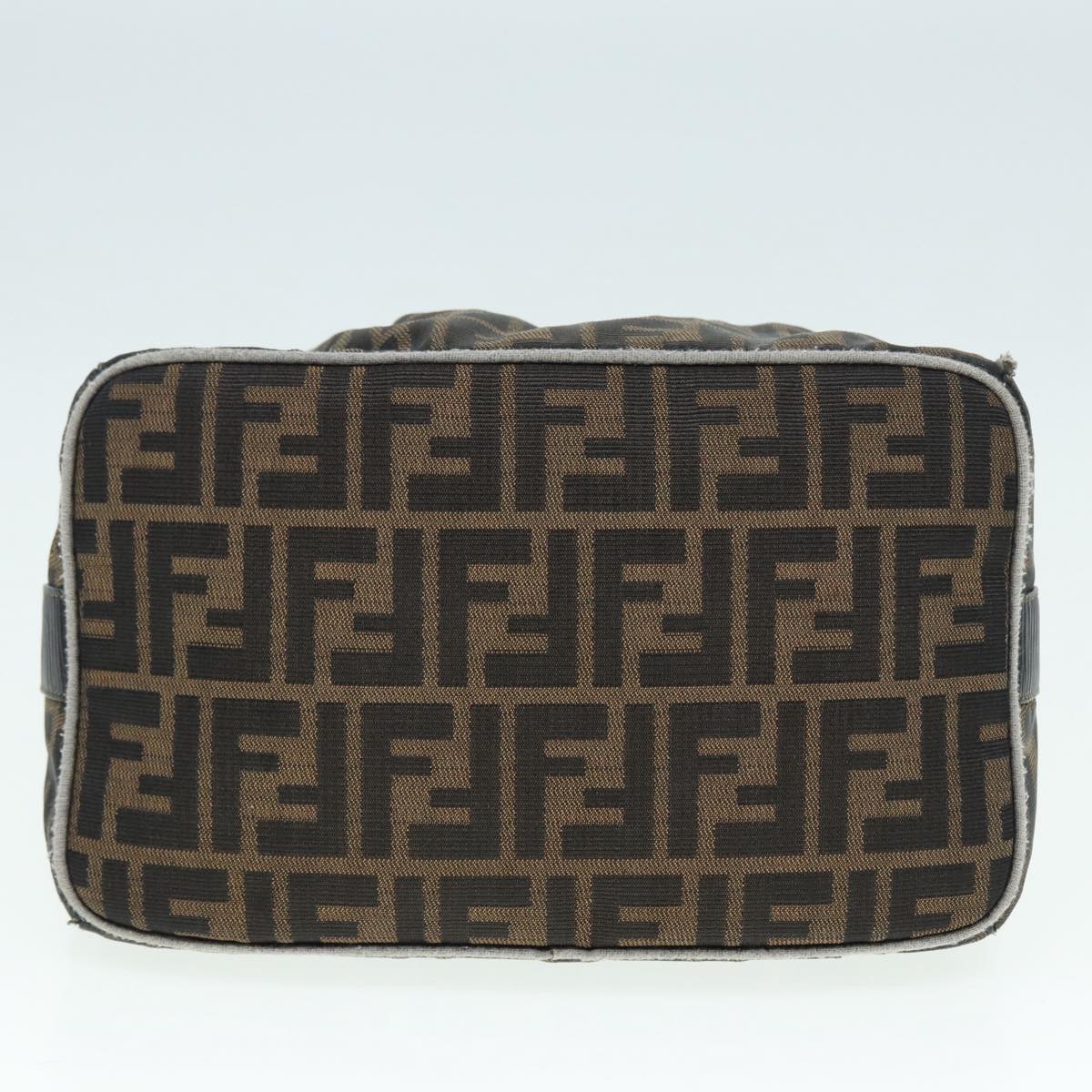 FENDI Zucca Canvas Vanity Hand Bag Brown Black gold 89547