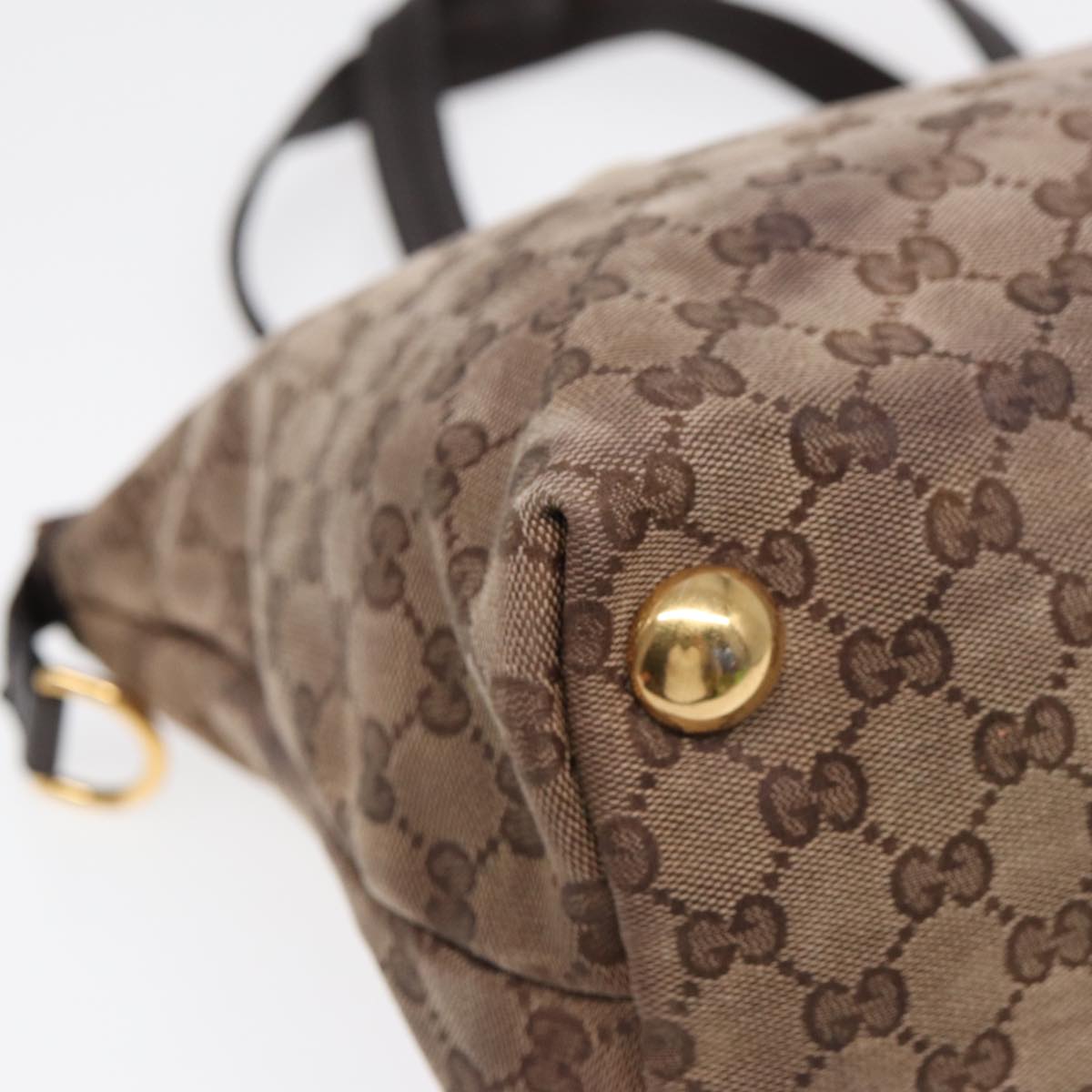 GUCCI GG Canvas Tote Bag Beige Brown gold 207285 89554