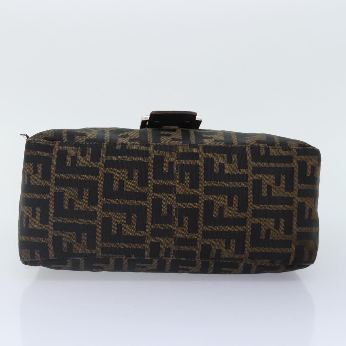 FENDI Zucca Canvas Mamma Baguette Shoulder Bag Brown Black gold 89599