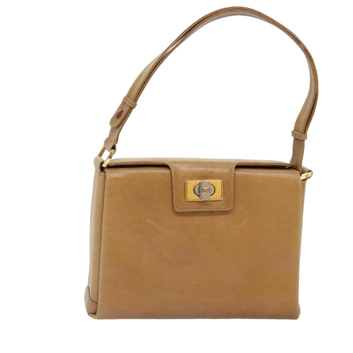 GUCCI Shoulder Bag Leather Beige Silver gold 89604