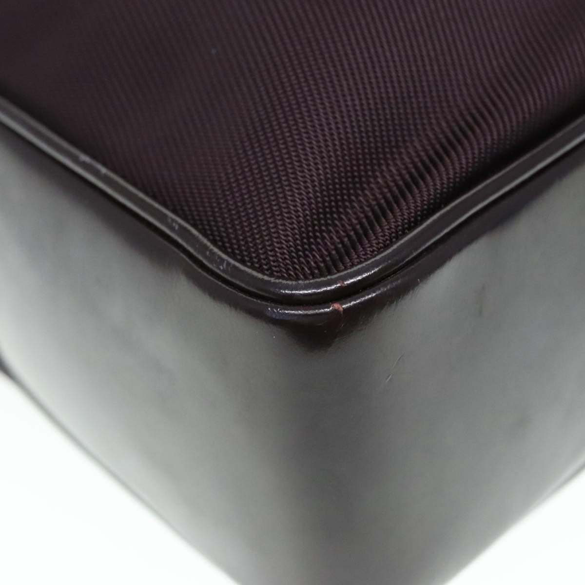 GUCCI Bamboo Hand Bag Nylon Enamel Brown Silver 89707