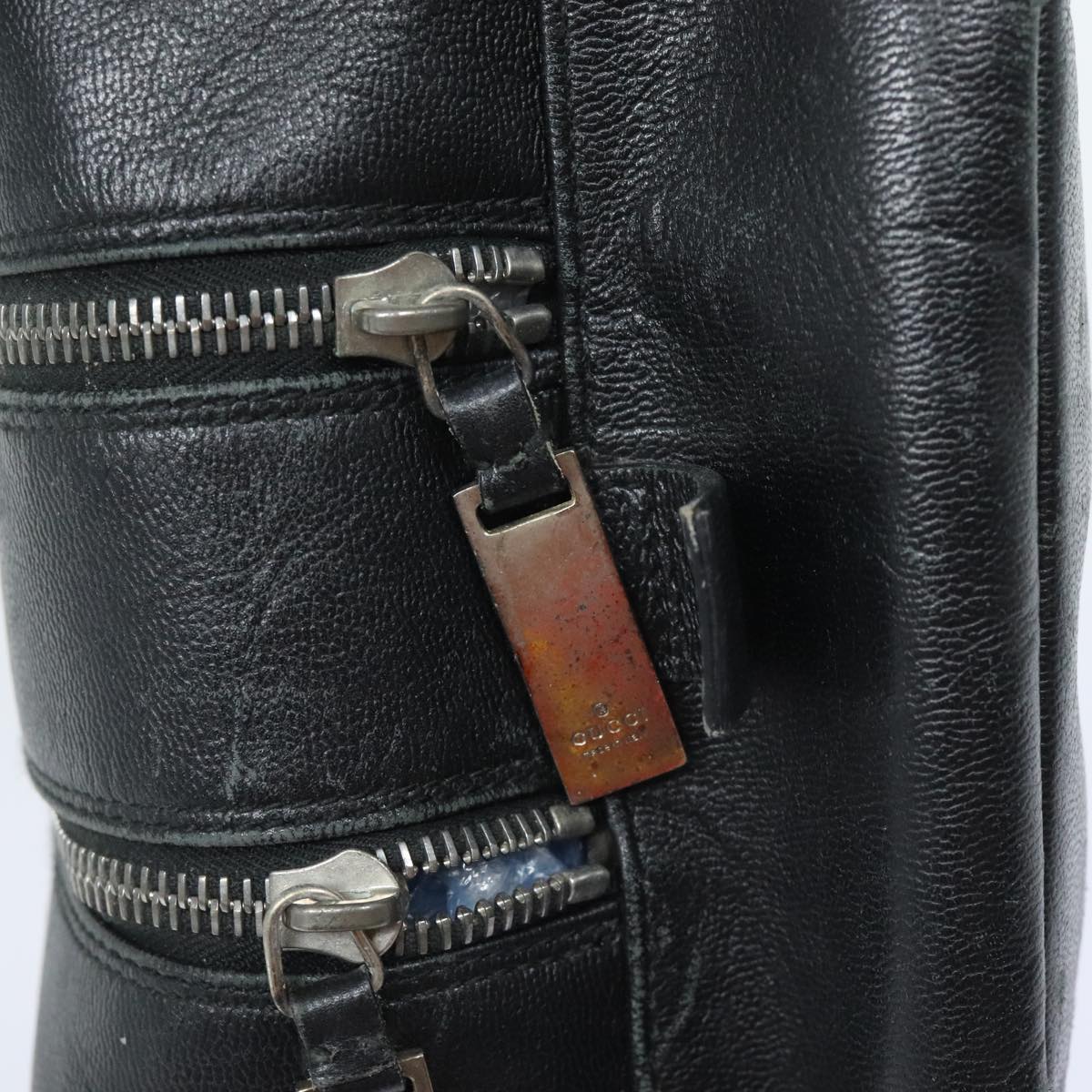 GUCCI Clutch Bag Leather Black Silver 014 1132 89709