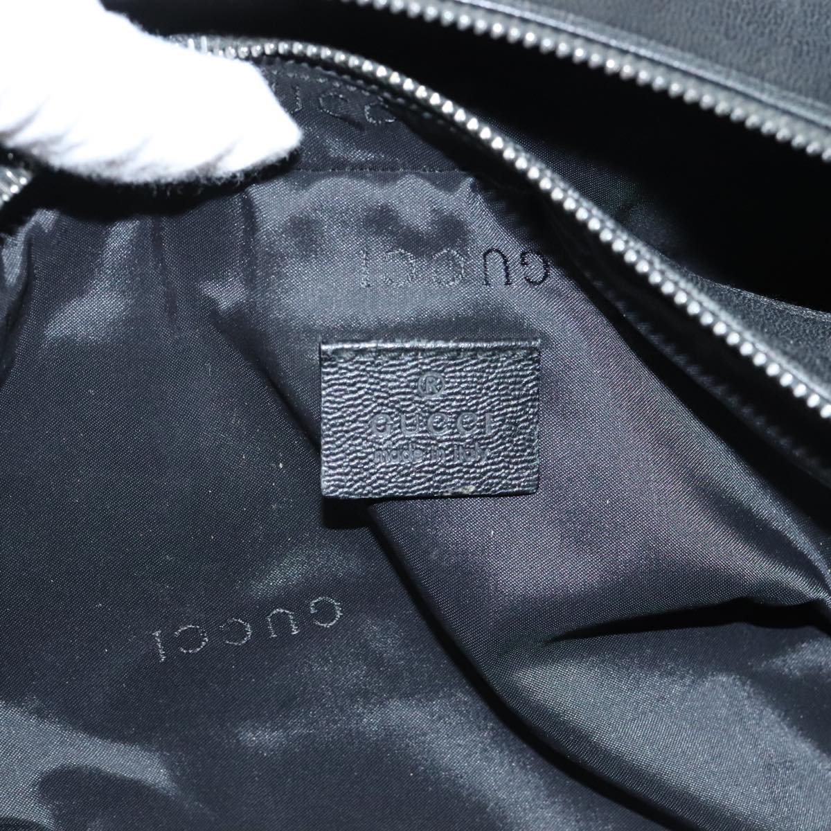GUCCI Clutch Bag Leather Black Silver 014 1132 89709