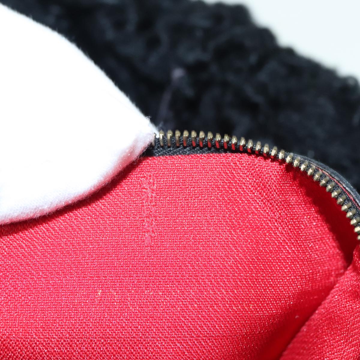 FENDI Hand Bag Wool Black Gold 89722