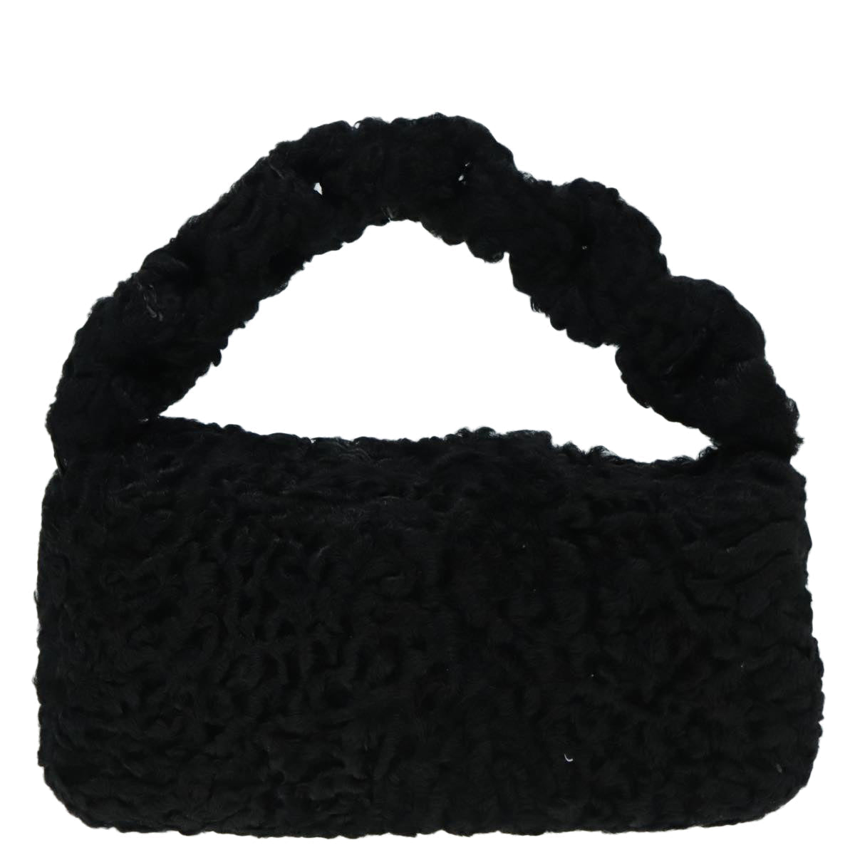 FENDI Hand Bag Wool Black Gold 89722