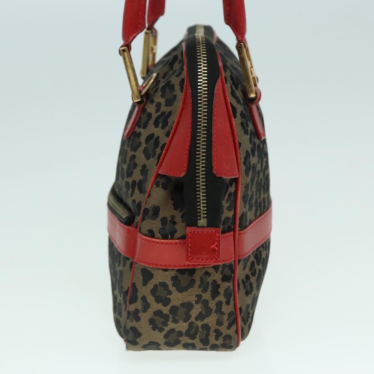 FENDI Hand Bag Canvas 2way Beige Red gold 89729