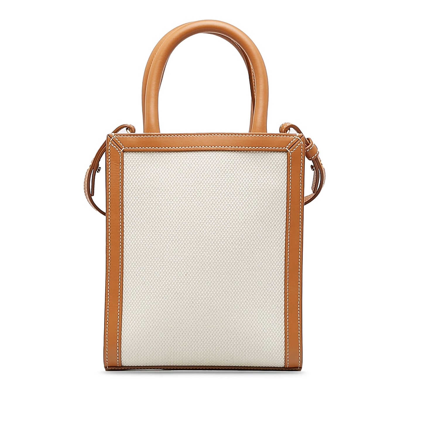 Celine Cabas Vertical Tote Mini White Canvas