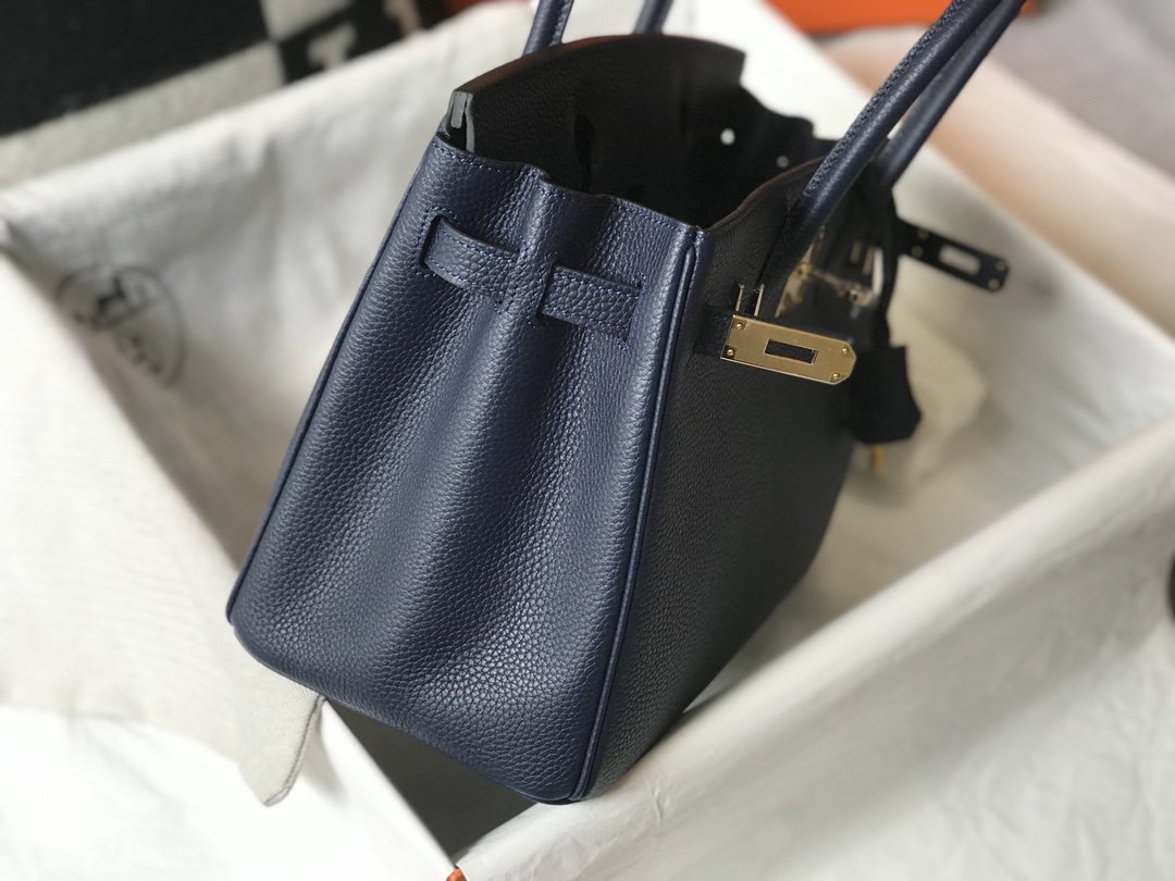 GLAMI Birkin Dark Blue For Women Gold-Toned Hardware 11in/30cm