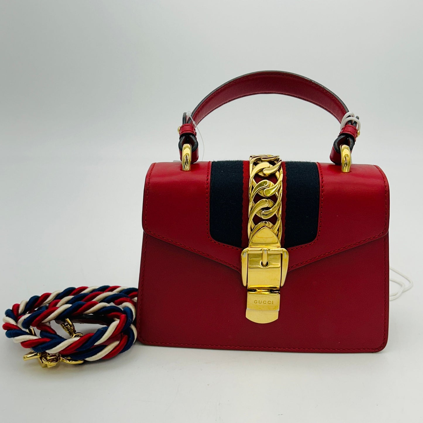 GUCCI Calfskin Mini Sylvie Top Handle Bag  LA24917