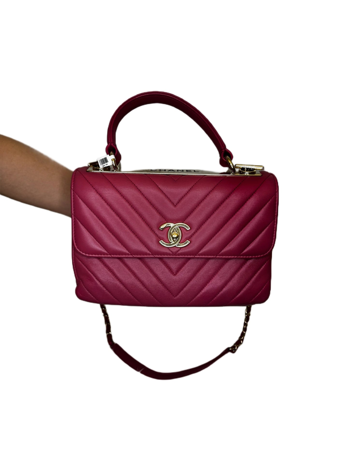 Chanel Chevron CC Dark Pink Quilted Bag B24-86