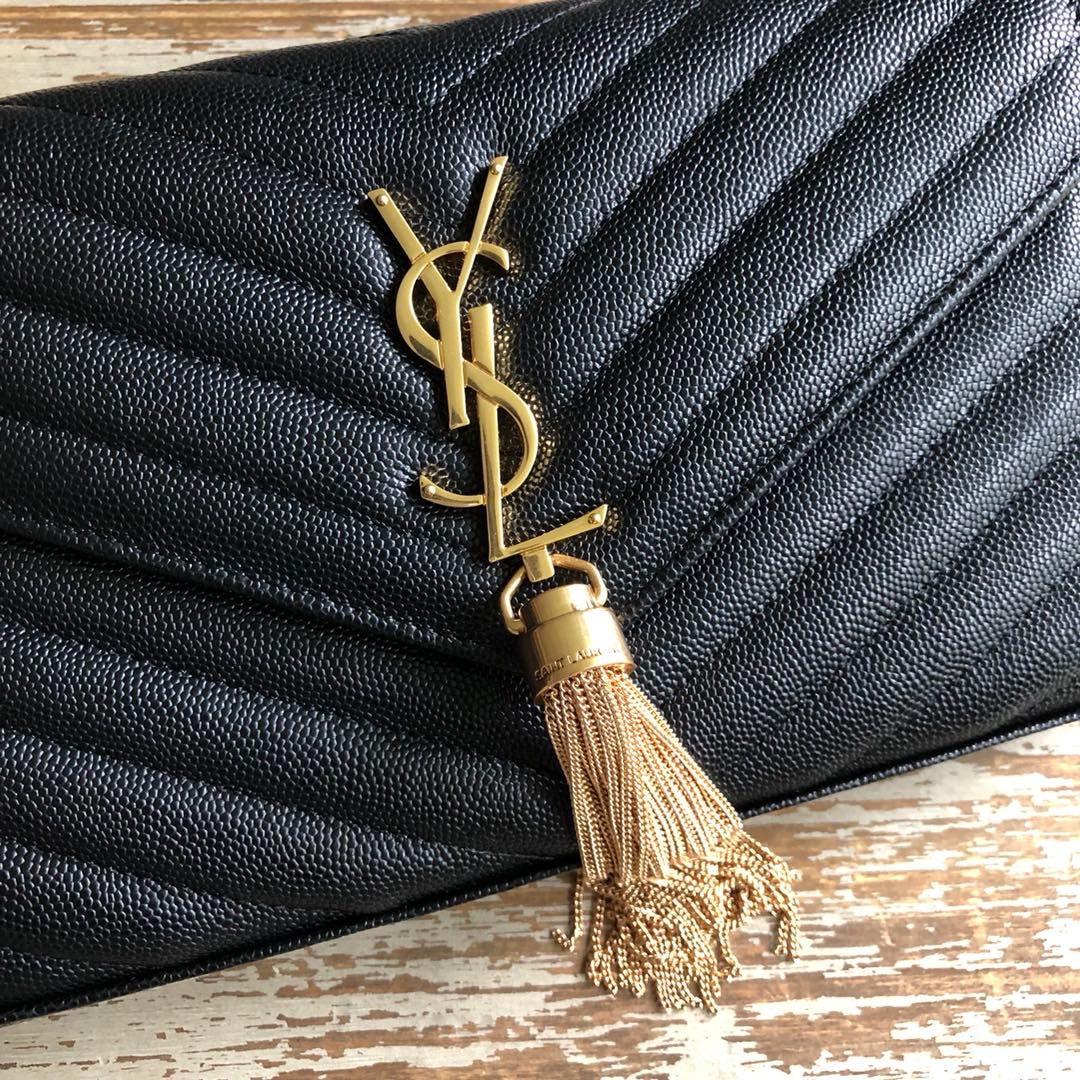 GLAMI Monogram Chain Wallet Black For Women 8.7in/23cm YSL