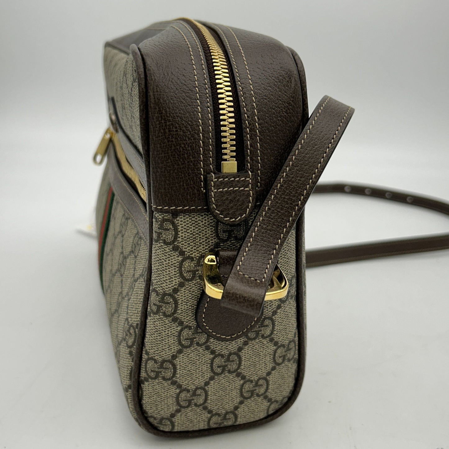 GUCCI GG Supreme Monogram Web Small Ophidia Shoulder Bag Brown 2101218346466