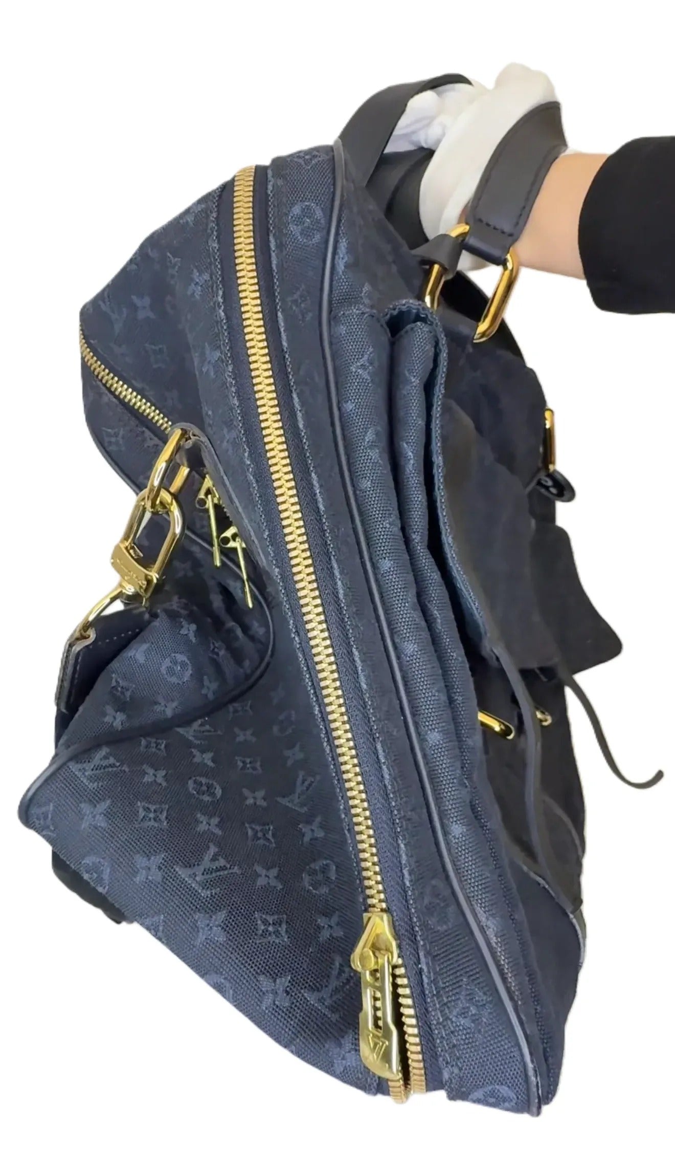 Louis Vuitton Claudine Handbag Mini Lin Black B9-49