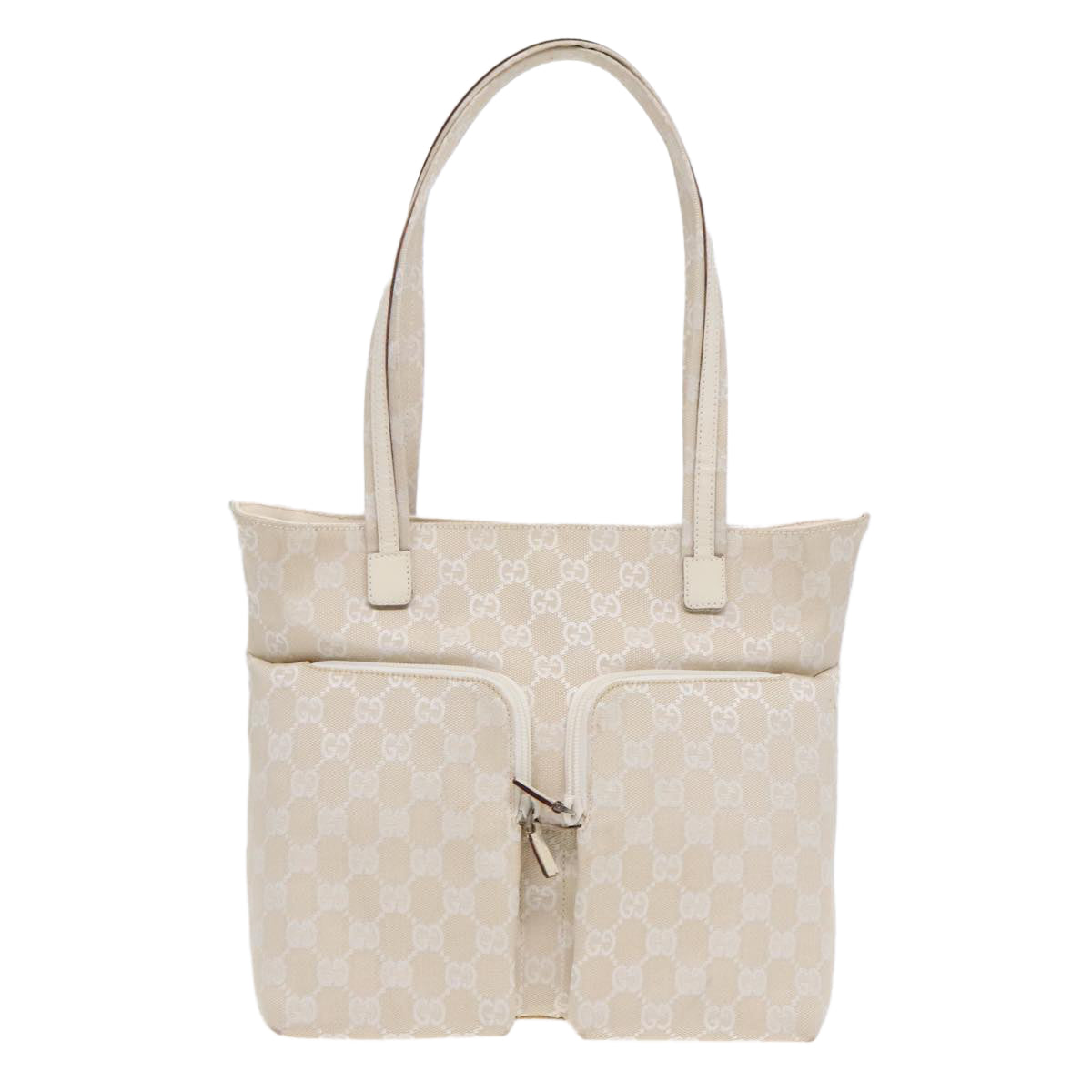 GUCCI GG Canvas Tote Bag Silver White 002 1076 2684 90174