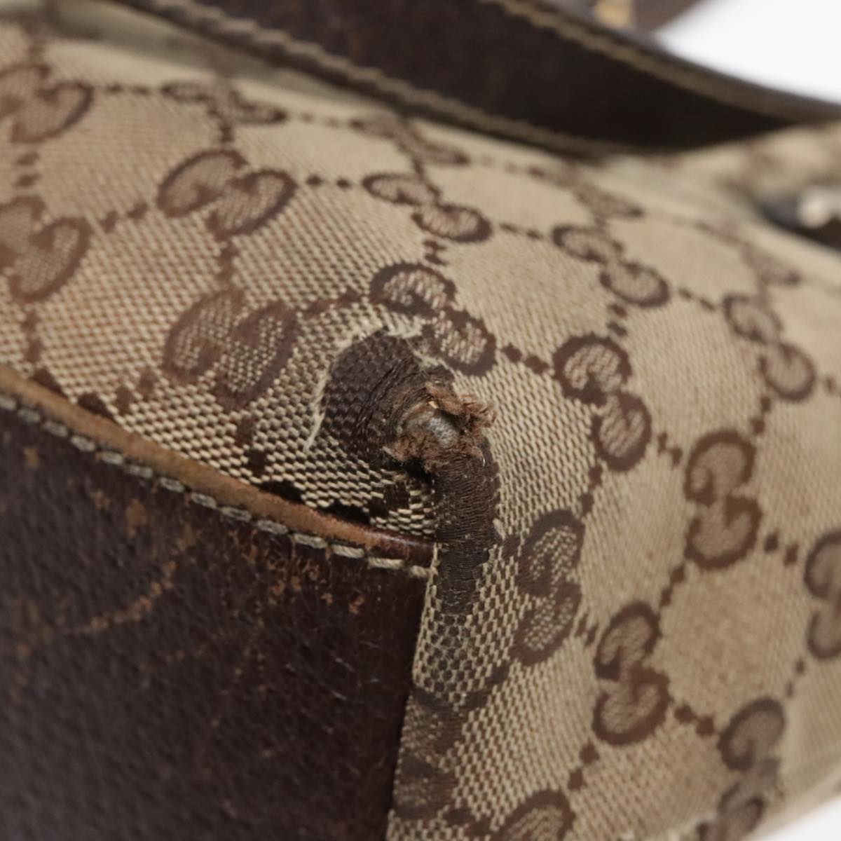 GUCCI GG Canvas Tote Bag Beige Gold 153361 90175