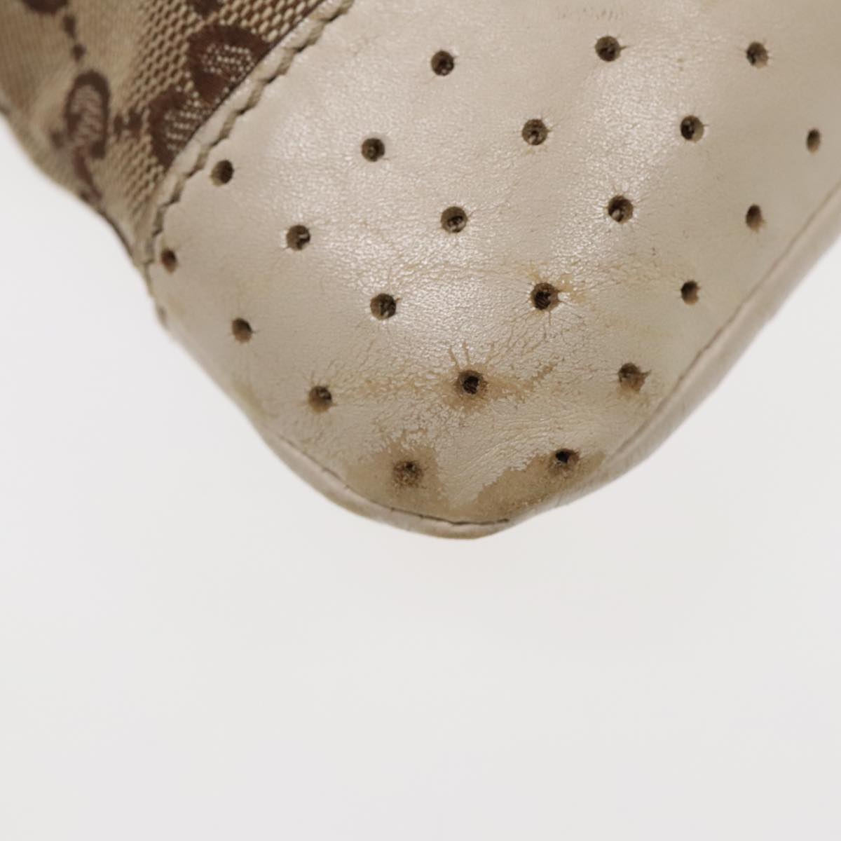 GUCCI GG Canvas Shoulder Bag Beige Silver 145852 90180