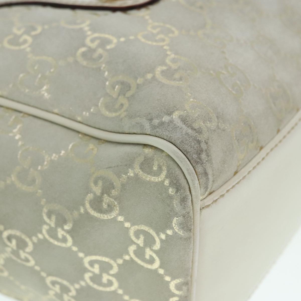 GUCCI GG Canvas Hand Bag Gray Gold 152457 90182