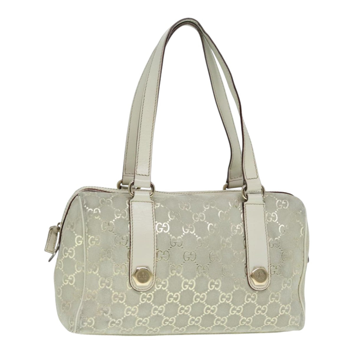 GUCCI GG Canvas Hand Bag Gray Gold 152457 90182