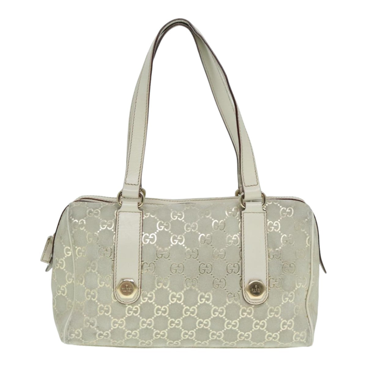 GUCCI GG Canvas Hand Bag Gray Gold 152457 90182