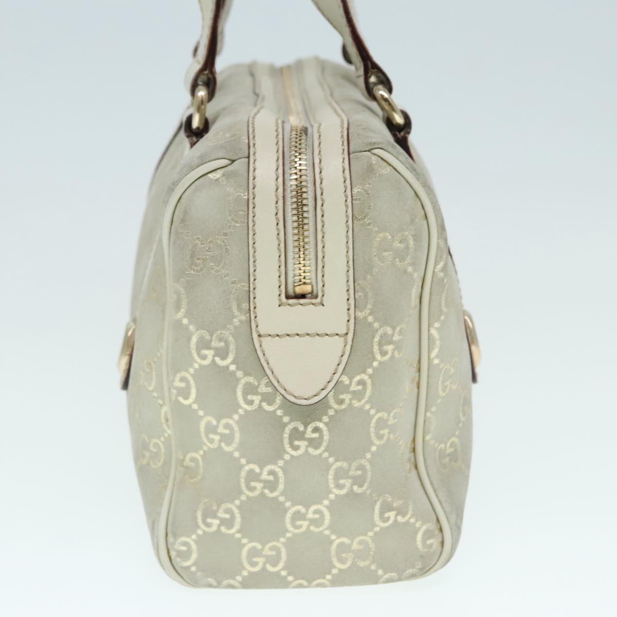 GUCCI GG Canvas Hand Bag Gray Gold 152457 90182