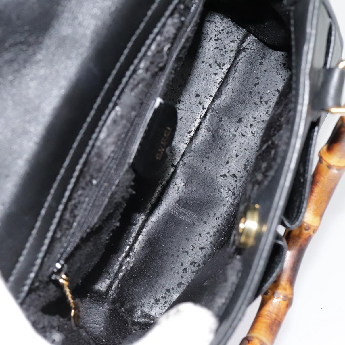 GUCCI Bamboo Shoulder Bag 2way Black Gold 000 122 0316 90183