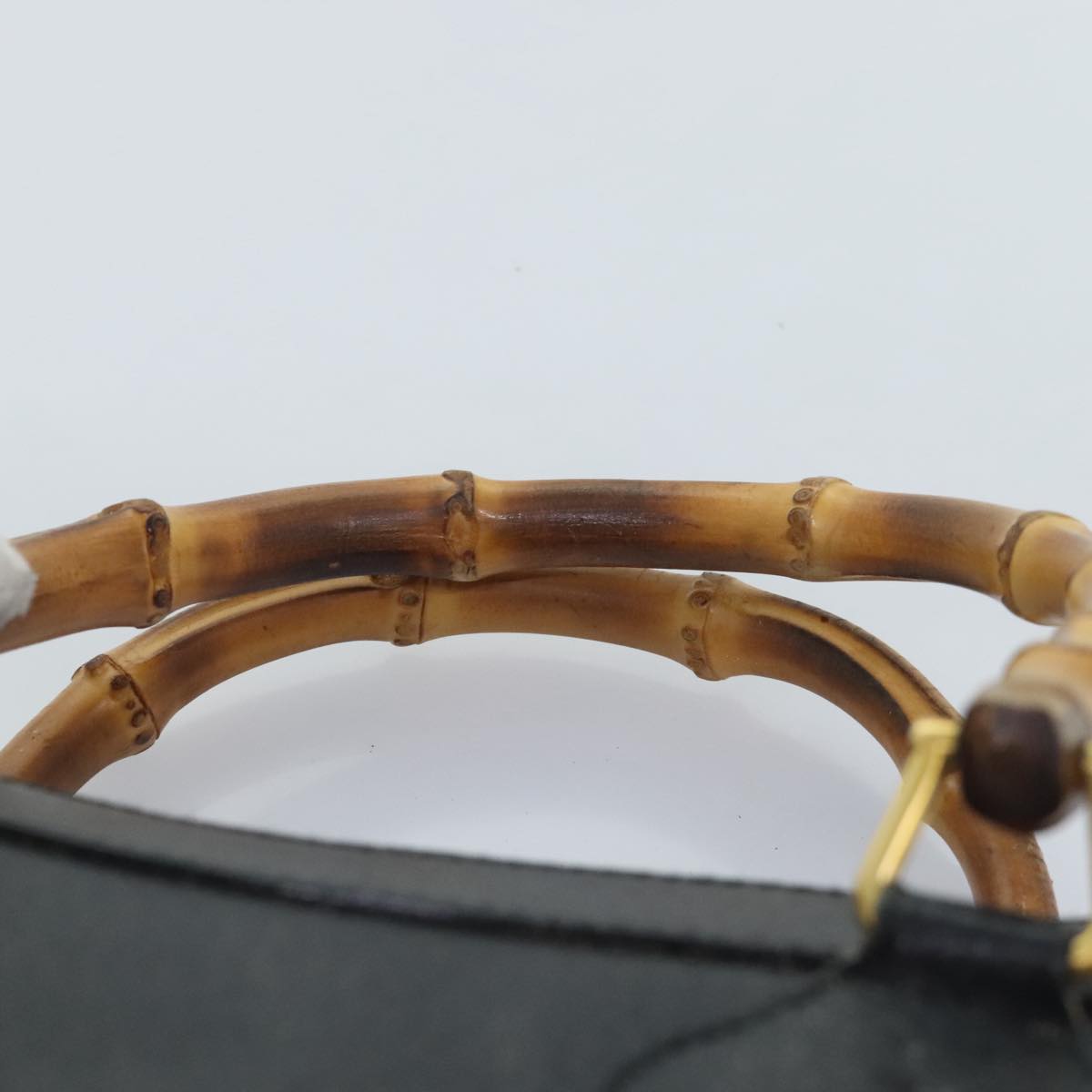 GUCCI Bamboo Hand Bag Leather Black Gold 002 1186 0260 90190